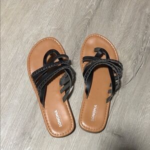 Sonoma Black Braided-Strap Sandals with Tan Footbed